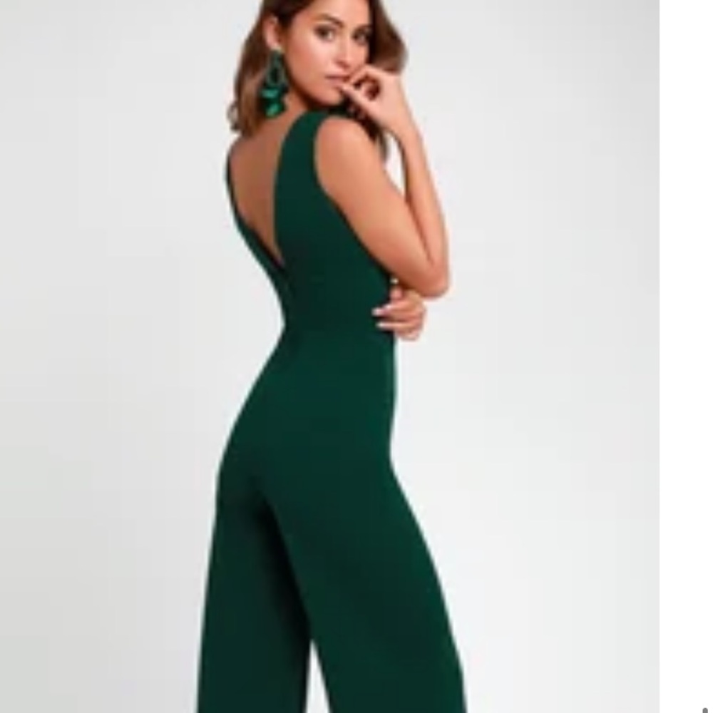 Lulu’s Ready For It Hunter Green Sleeveless Wide-Leg Jumpsuit